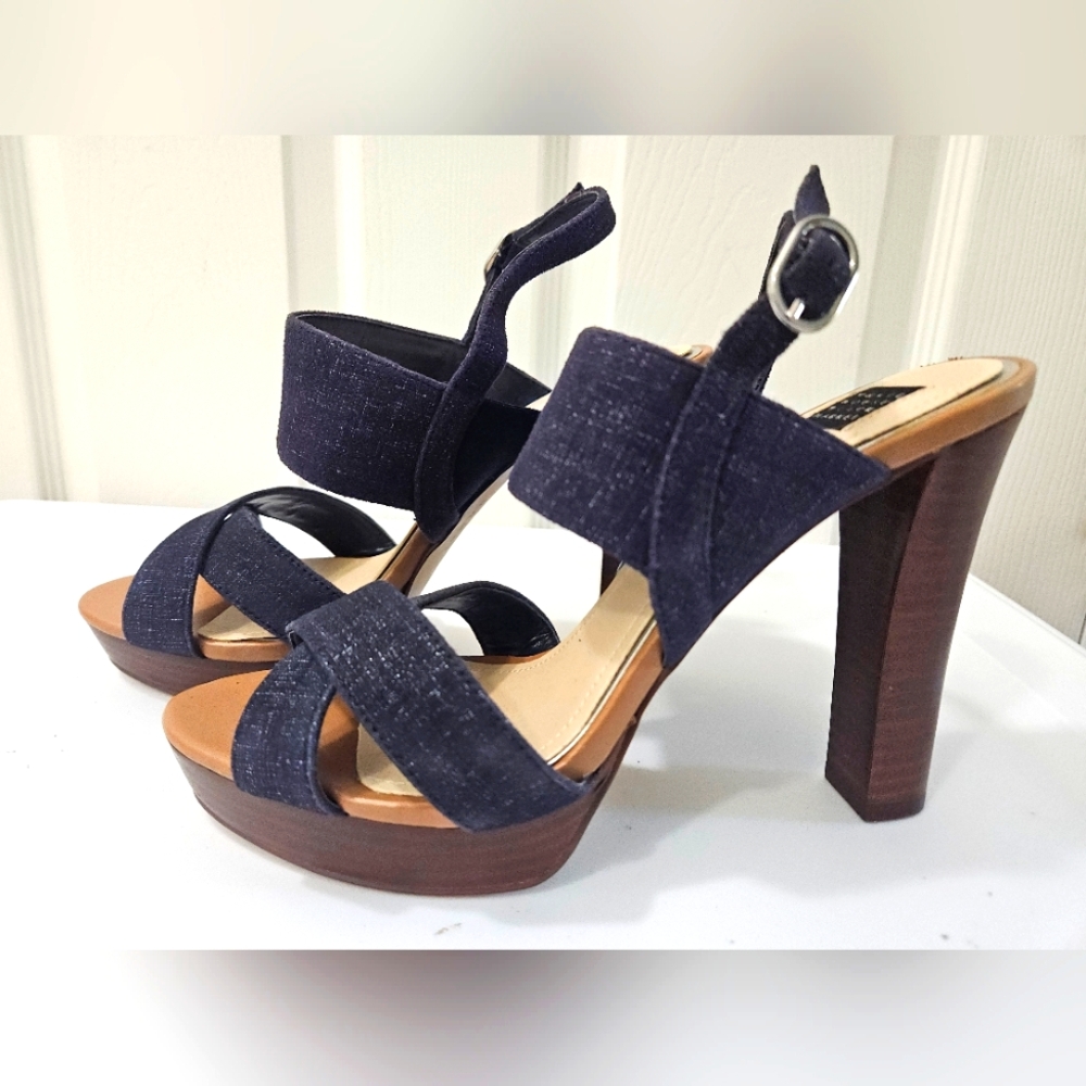 White House Black Market Denim Colored Platform Heels